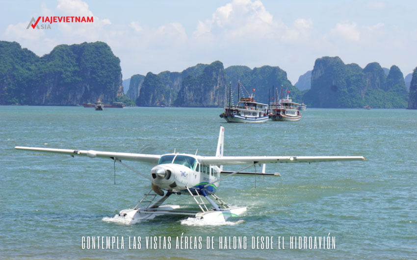 Contempla las vistas aéreas de Halong desde el hidroavión